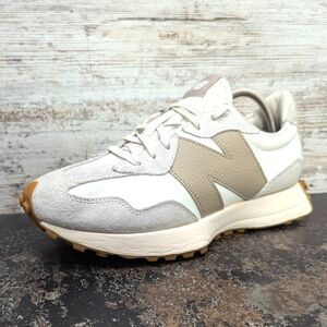 New Balance White and Tan Athletic Sneakers